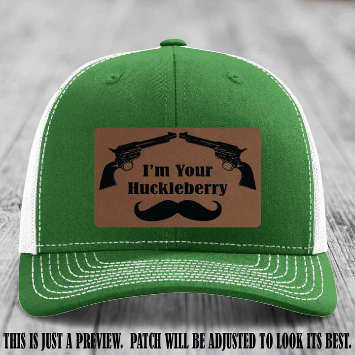 I'm Your Huckleberry Dark Brown to Black Patch on Kelly to White Hat Richardson 112 Hat