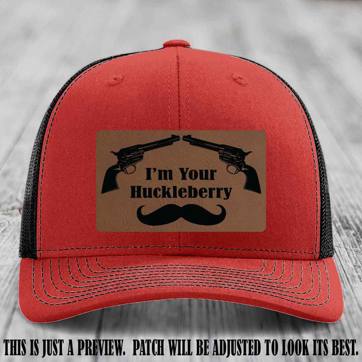 I'm Your Huckleberry Dark Brown to Black Patch on Red to Black Hat Richardson 112 Hat