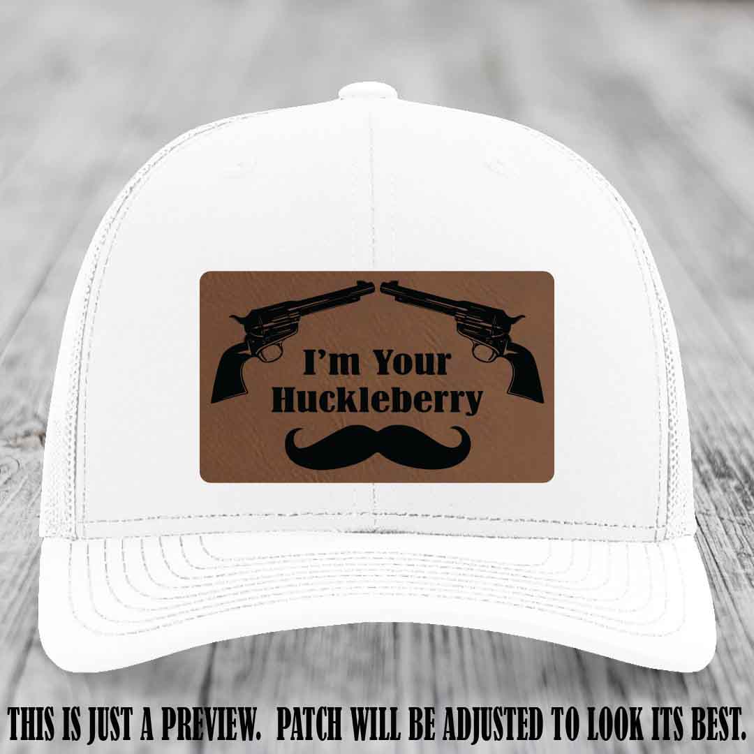 I'm Your Huckleberry Dark Brown to Black Patch on White Hat Richardson 112 Hat