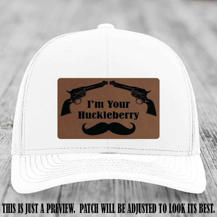 I'm Your Huckleberry Dark Brown to Black Patch on White Hat Richardson 112 Hat
