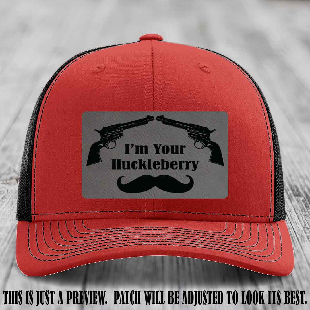 I'm Your Huckleberry Grey to Black Patch on Red to Black Hat Richardson 112 Hat