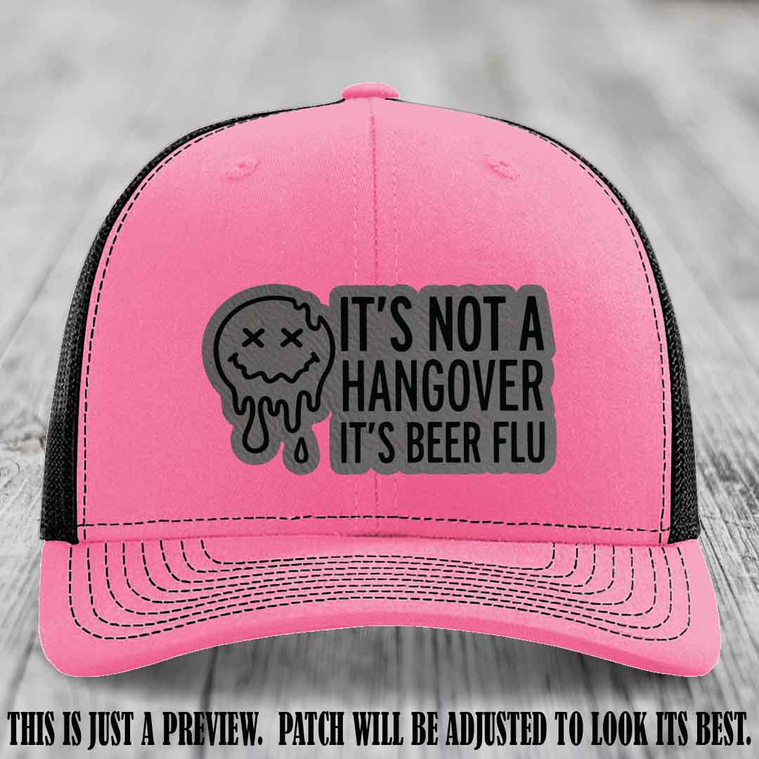 It's Not a Hangover It's Beer Flu Grey to Black Patch on Hot Pink to Black Hat Richardson 112