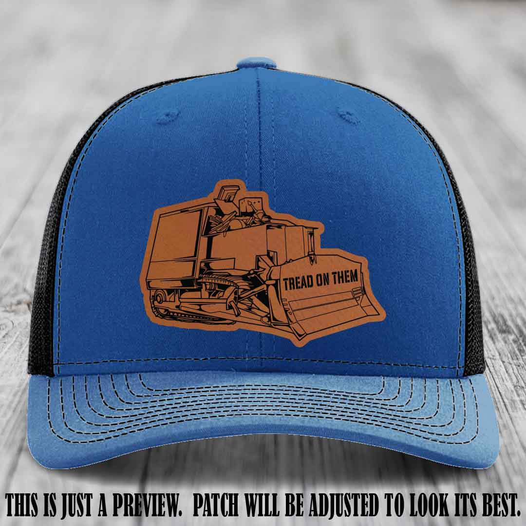 Killdozer Rawhide to Black Patch on Royal to Black Hat - Richardson 112 Custom Leather Patch Hat