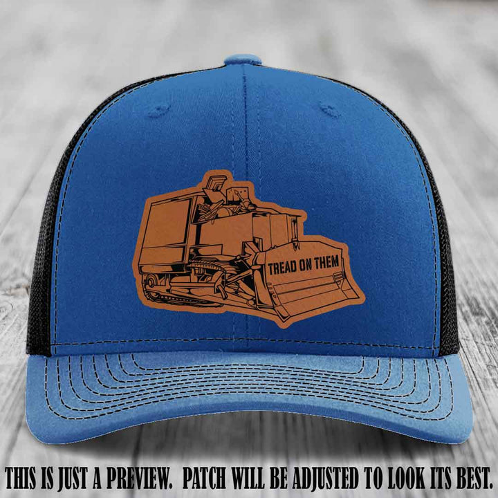 Killdozer Rawhide to Black Patch on Royal to Black Hat - Richardson 112 Custom Leather Patch Hat