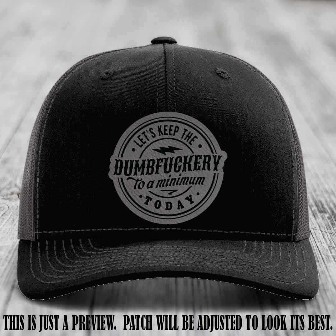 Dumbfuckery Minimum Grey to Black Patch on Black to Charcoal Hat