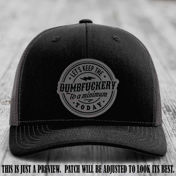 Dumbfuckery Minimum Grey to Black Patch on Black to Charcoal Hat