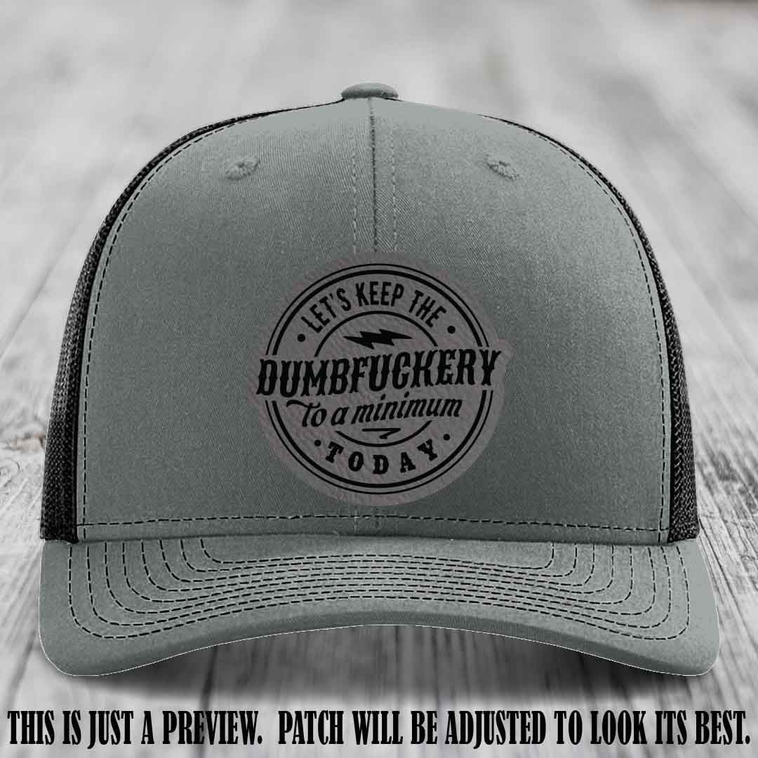 Dumbfuckery Minimum Grey to Black Patch on Heather Grey to Black Hat
