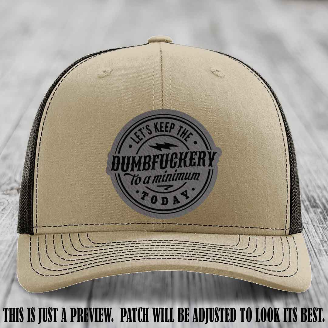 Dumbfuckery Minimum Grey to Black Patch on Khaki to Coffee Hat