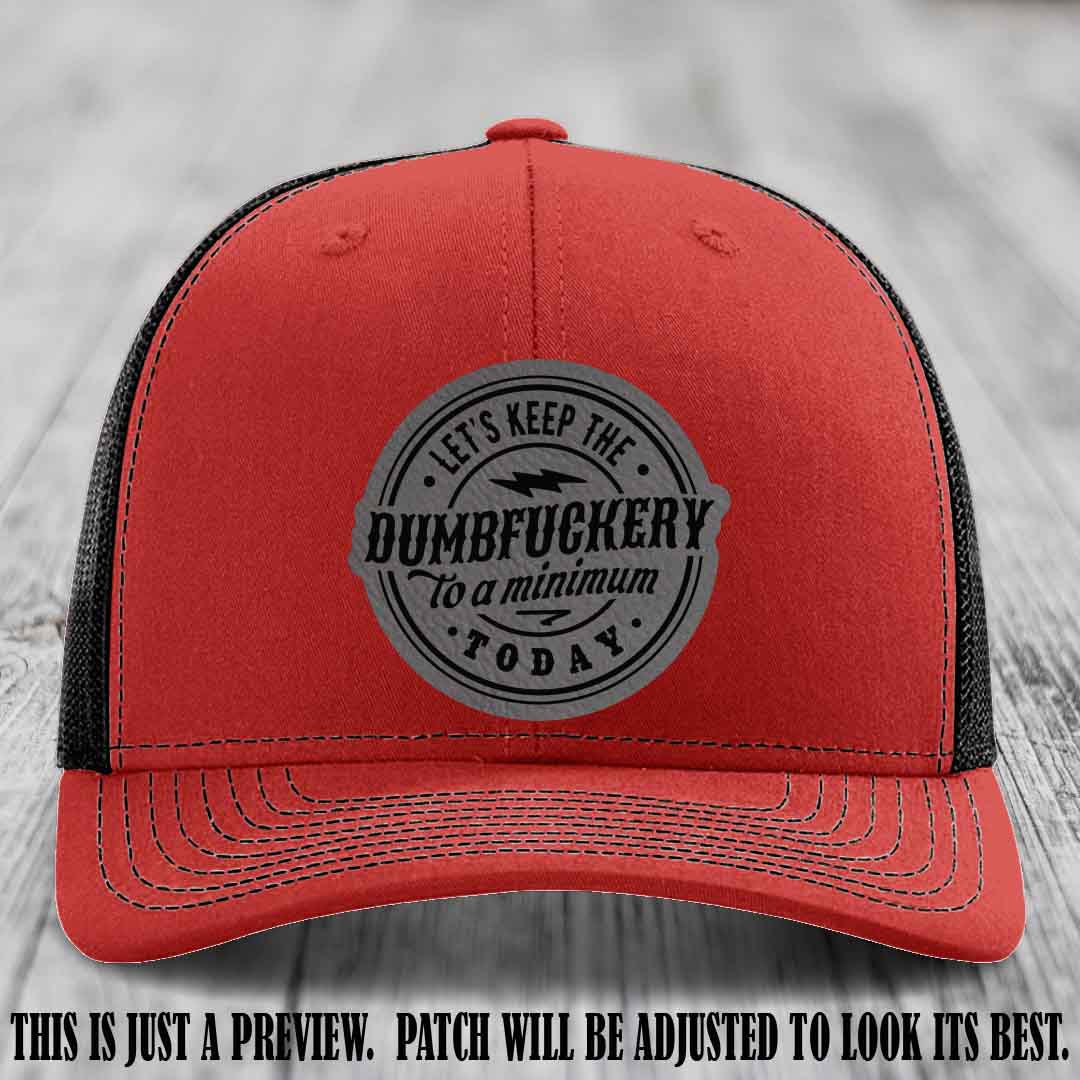 Dumbfuckery Minimum Grey to Black Patch on Red to Black Hat