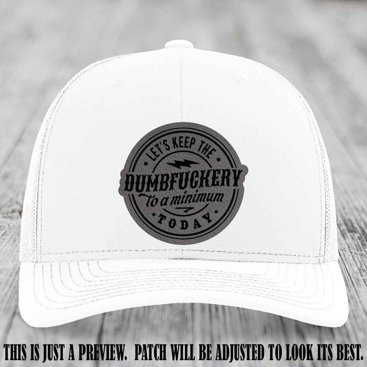 Dumbfuckery Minimum Grey to Black Patch on White Hat