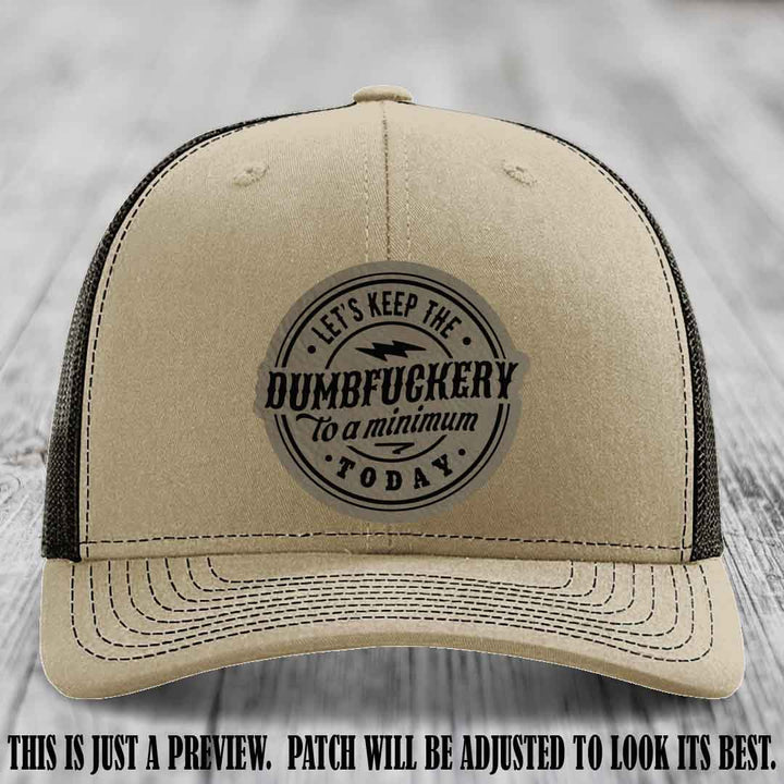 Dumbfuckery Minimum Light Brown to Black Patch on Khaki to Coffee Hat