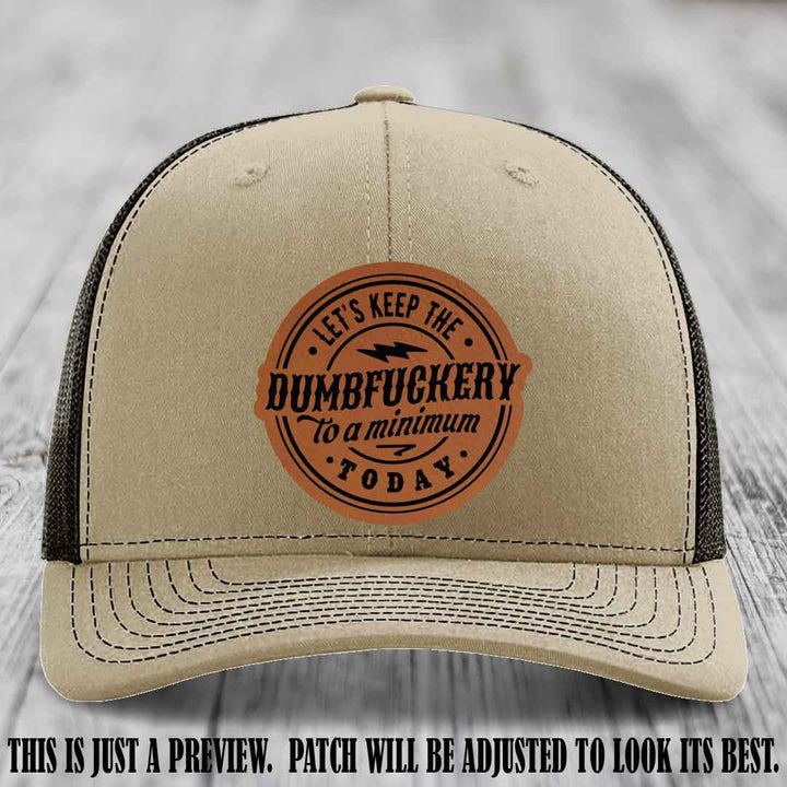 Dumbfuckery Minimum Rawhide to Black Patch on Khaki to Coffee Hat