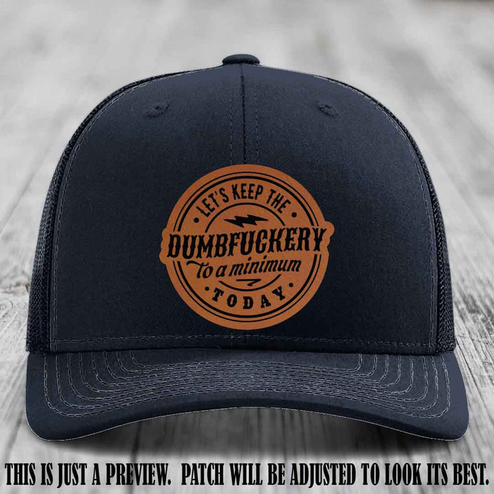 Dumbfuckery Minimum Rawhide to Black Patch on Navy Hat