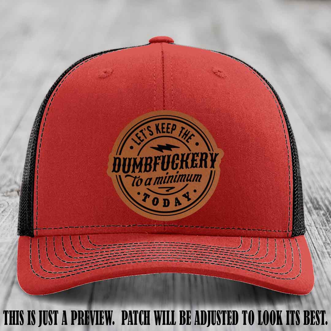 Dumbfuckery Minimum Rawhide to Black Patch on Red to Black Hat