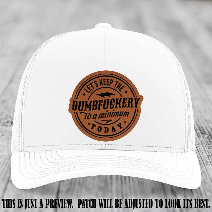 Dumbfuckery Minimum Rawhide to Black Patch on White Hat