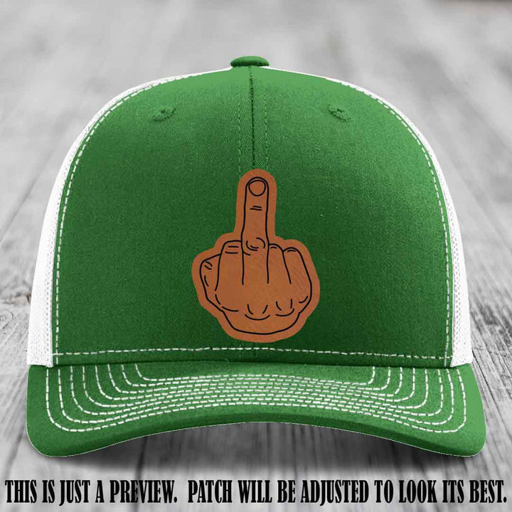 Flipping the Bird Rawhide to Black Patch Leather Patch on Kelly to White Hat