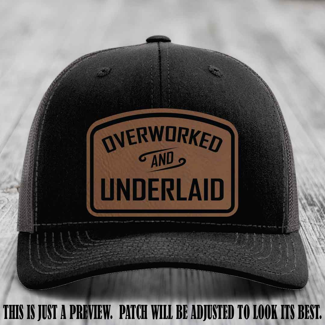 Overworked and Underlaid design Dark Brown to Black Patch on Black to Charcoal Hat Richardson 112 Hat