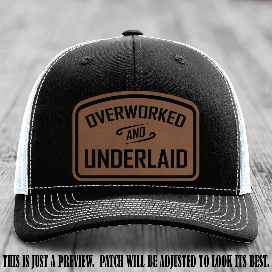 Overworked and Underlaid design Dark Brown to Black Patch on Black to White Hat Richardson 112 Hat