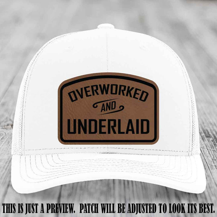 Overworked and Underlaid design Dark Brown to Black Patch on White Hat Richardson 112 Hat