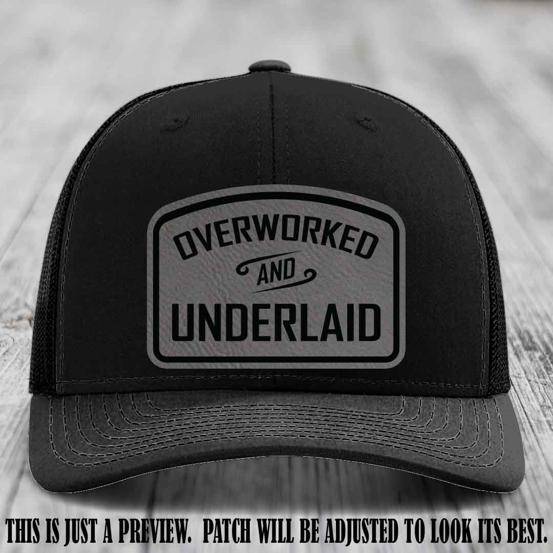 Overworked and Underlaid design Grey to Black Patch on Black Hat Richardson 112 Hat