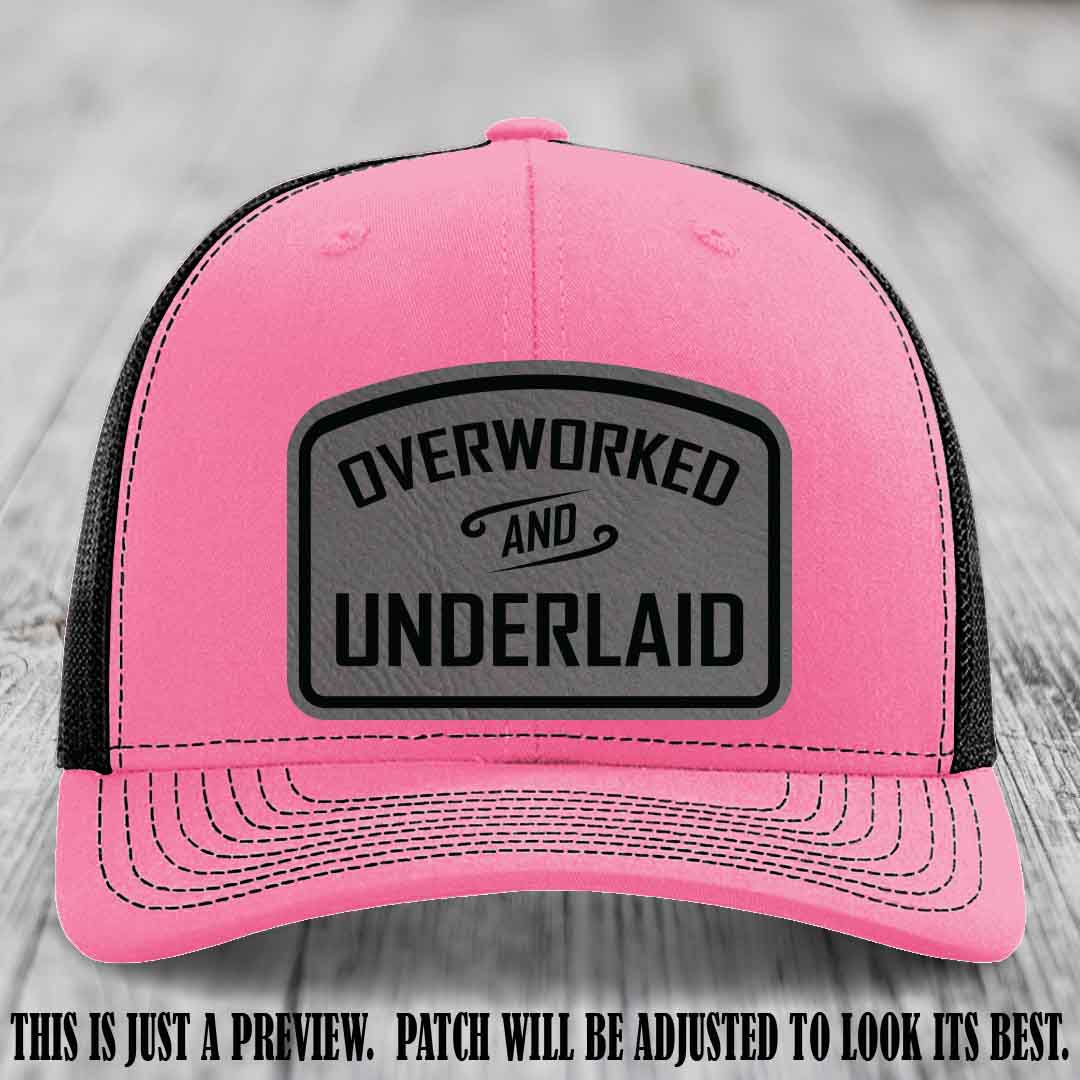 Overworked and Underlaid design Grey to Black Patch on Hot Pink to Black Hat Richardson 112 Hat
