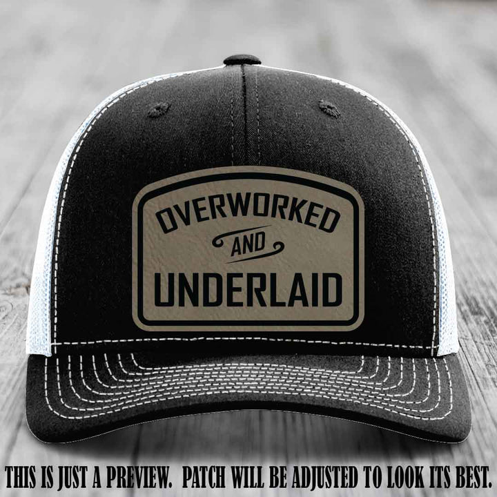Overworked and Underlaid design Light Brown to Black Patch on Black to White Hat Richardson 112 Hat