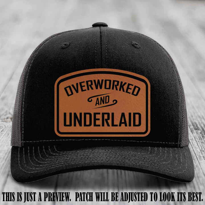 Overworked and Underlaid design Rawhide to Black Patch on Black to Charcoal Hat Richardson 112 Hat