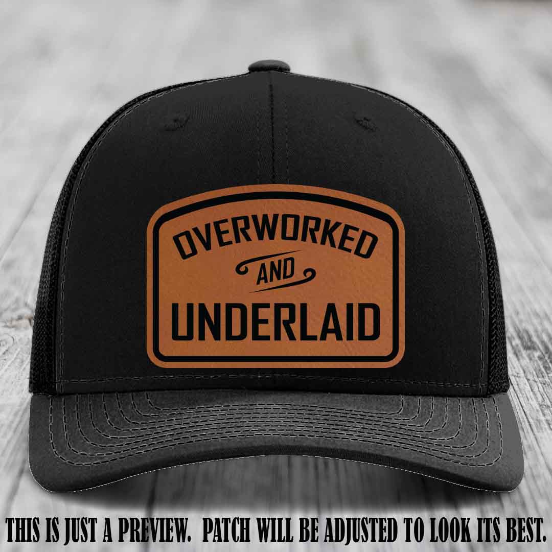 Overworked and Underlaid design Rawhide to Black Patch on Black Hat Richardson 112 Hat