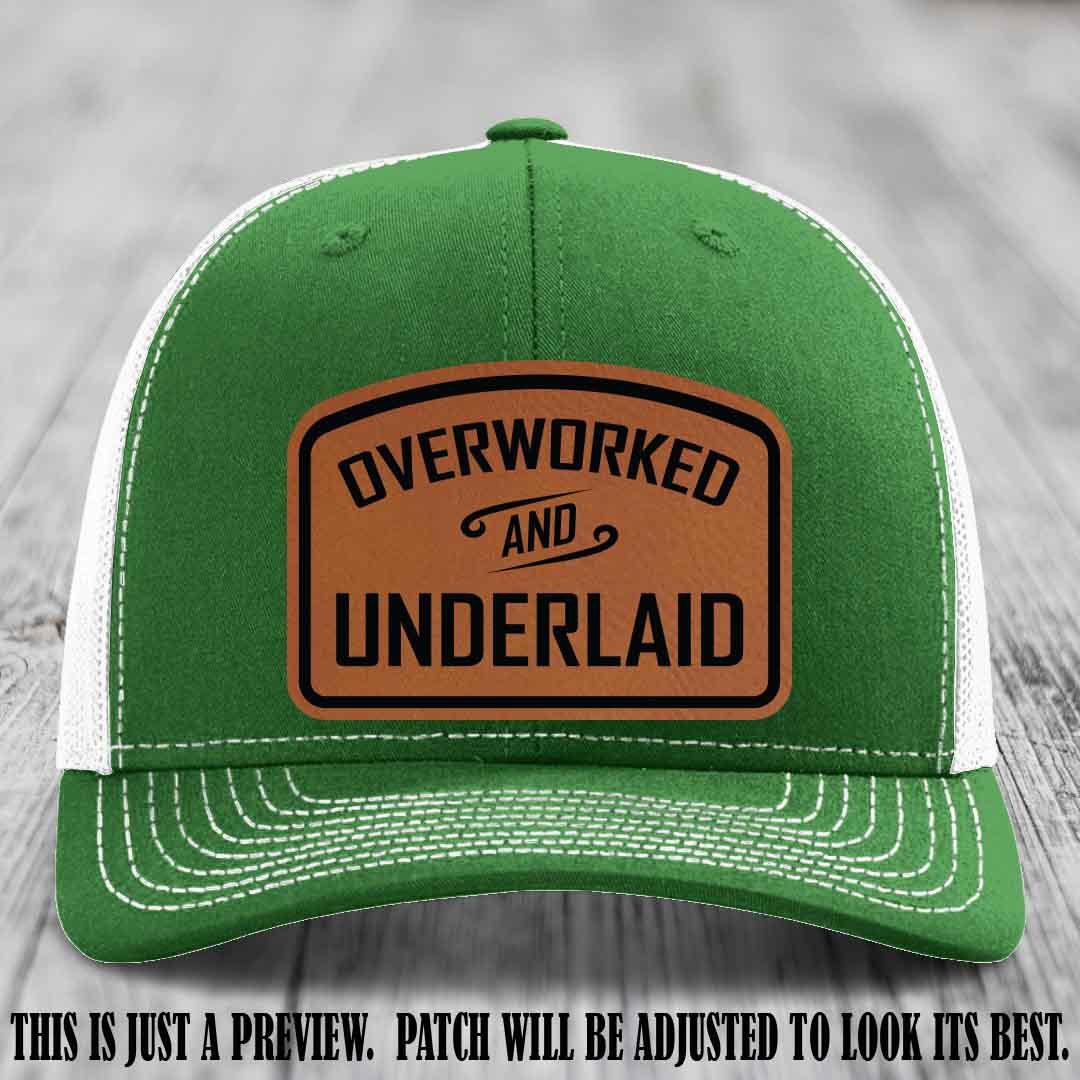Overworked and Underlaid design Rawhide to Black Patch on Kelly to White Hat Richardson 112 Hat