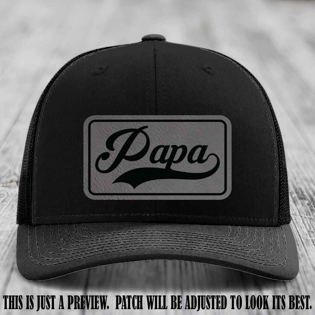 Papa Grey to Black Patch Leather Patch on Black Hat