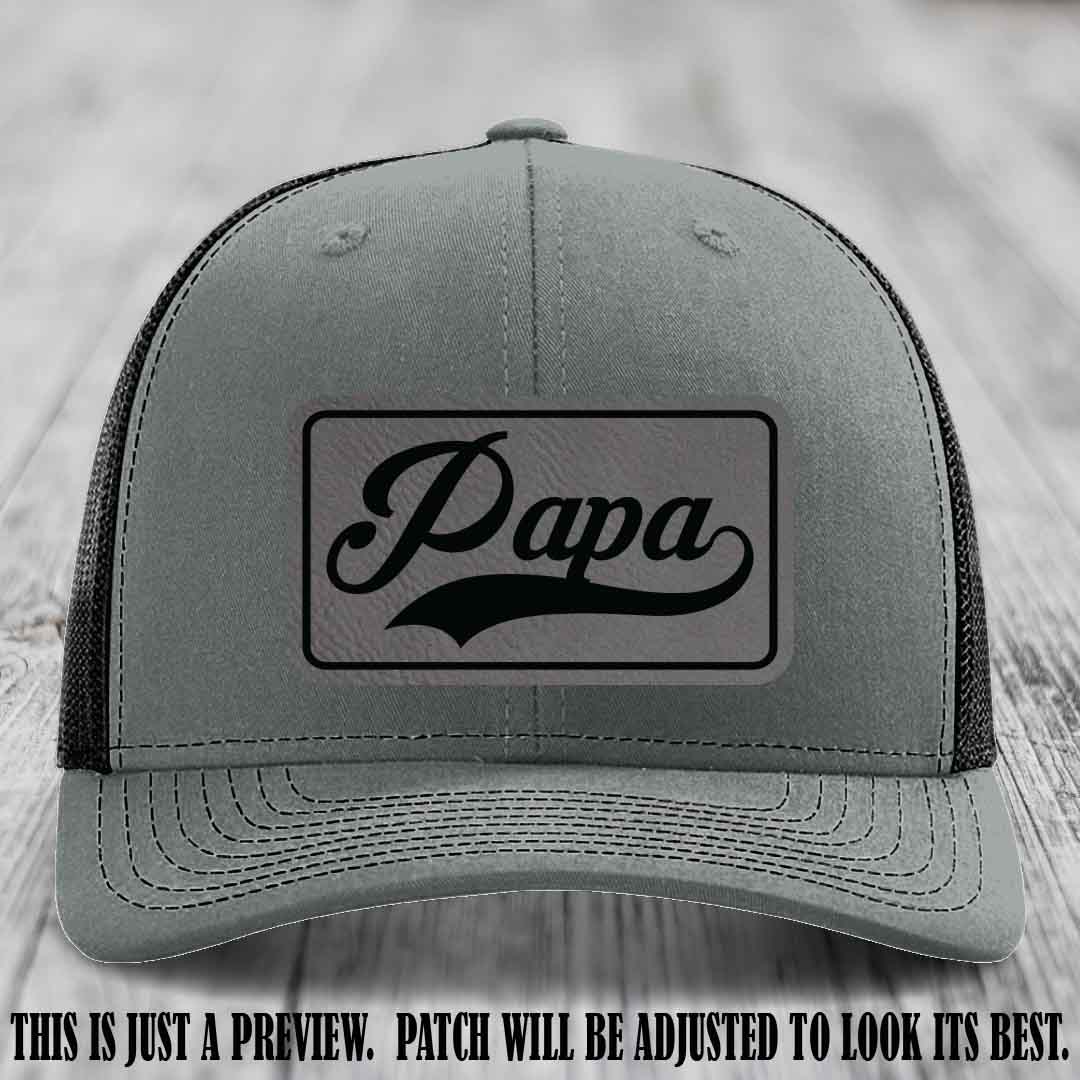Papa Grey to Black Patch Leather Patch on Heather Grey to Black Hat