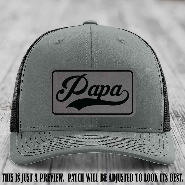 Papa Grey to Black Patch Leather Patch on Heather Grey to Black Hat