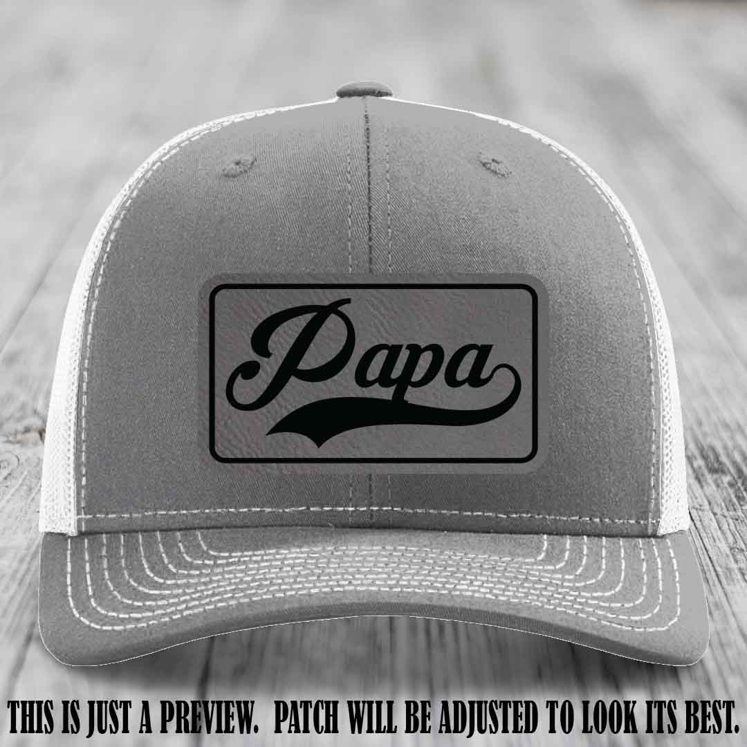 Papa Grey to Black Patch Leather Patch on Heather Grey to White Hat