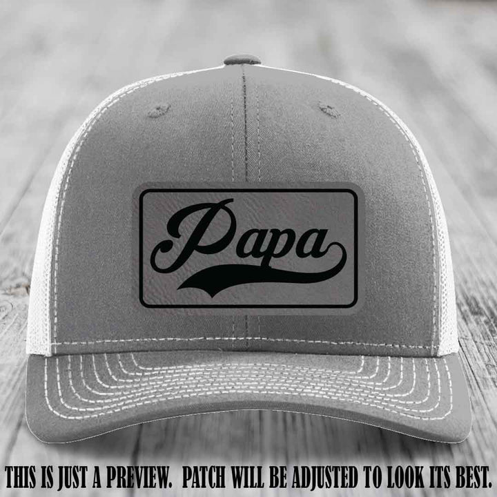 Papa Grey to Black Patch Leather Patch on Heather Grey to White Hat
