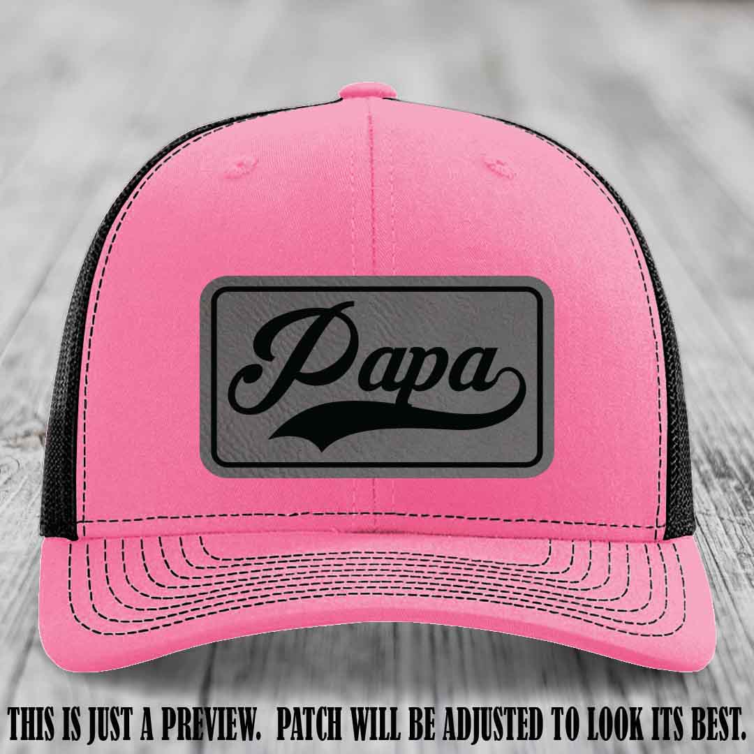 Papa Grey to Black Patch Leather Patch on Hot Pink to Black Hat