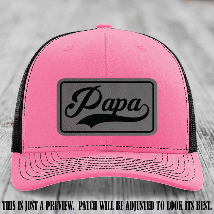 Papa Grey to Black Patch Leather Patch on Hot Pink to Black Hat