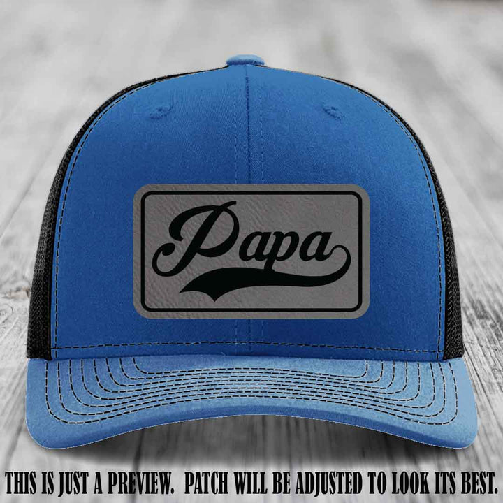 Papa Grey to Black Patch Leather Patch on Royal to Black Hat