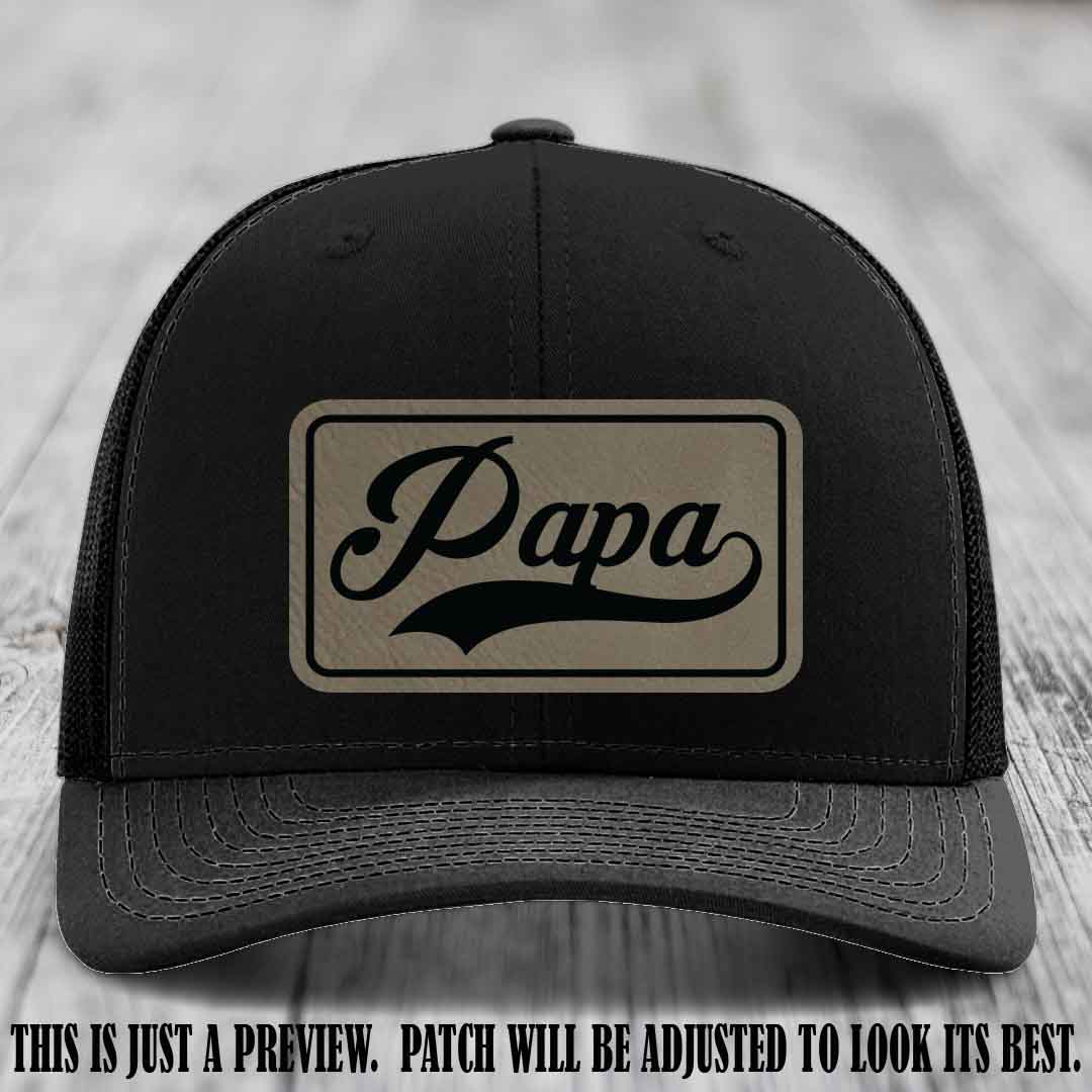 Papa Light Brown to Black Patch Leather Patch on Black Hat