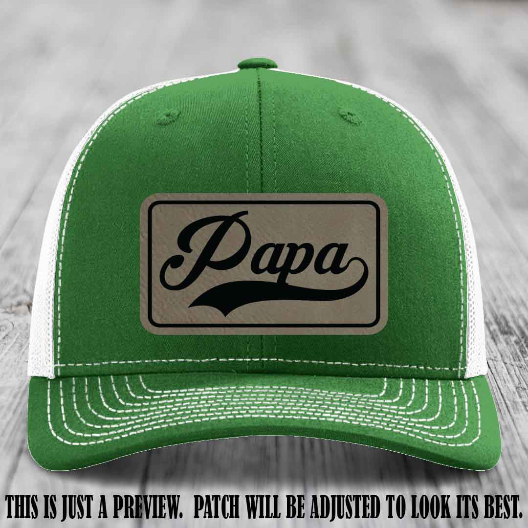 Papa Light Brown to Black Patch Leather Patch on Kelly to White Hat