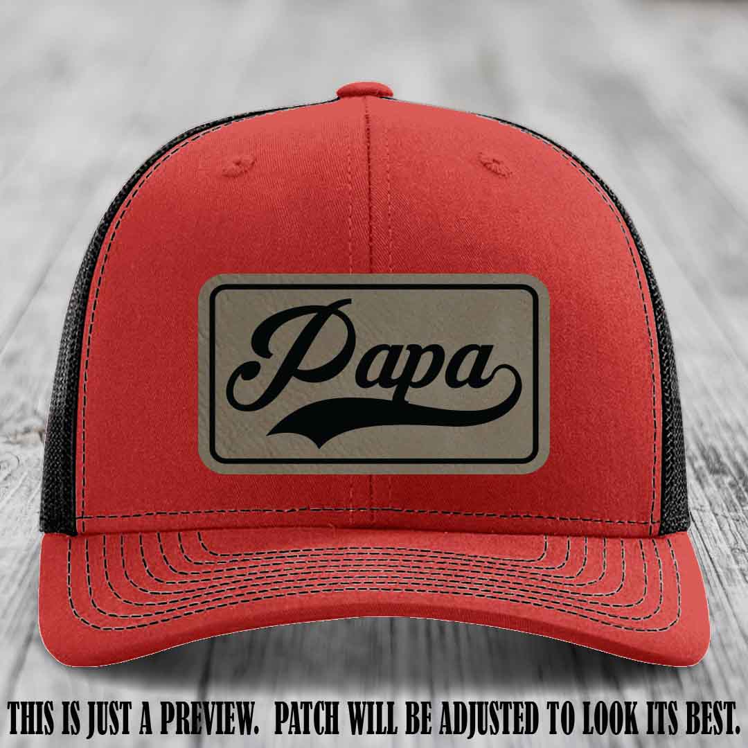 Papa Light Brown to Black Patch Leather Patch on Red to Black Hat