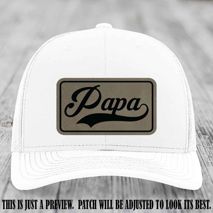 Papa Light Brown to Black Patch Leather Patch on White Hat