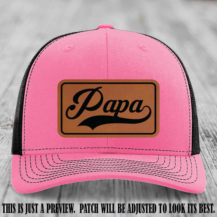 Papa Rawhide to Black Patch Leather Patch on Hot Pink to Black Hat