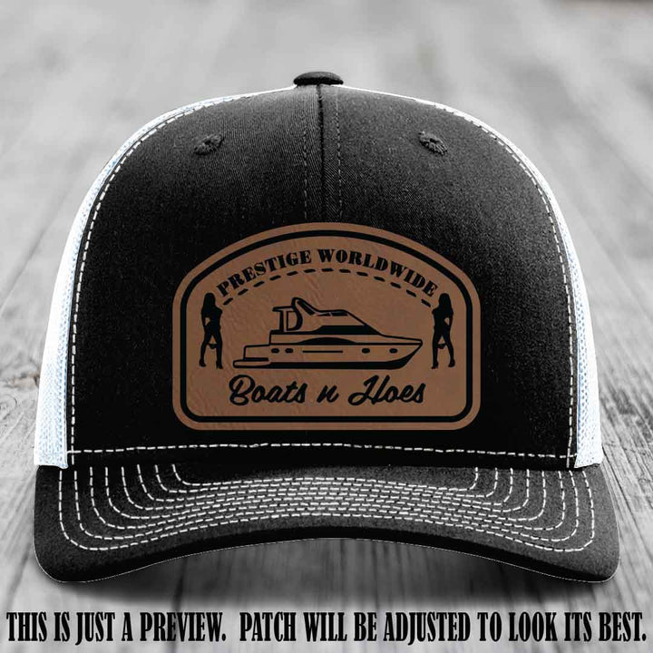 Prestige Worldwide Boats n Hoes Dark Brown to Black Patch on Black to White Hat
