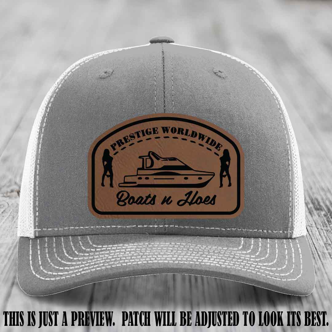 Prestige Worldwide Boats n Hoes Dark Brown to Black Patch on Heather Grey to White Hat