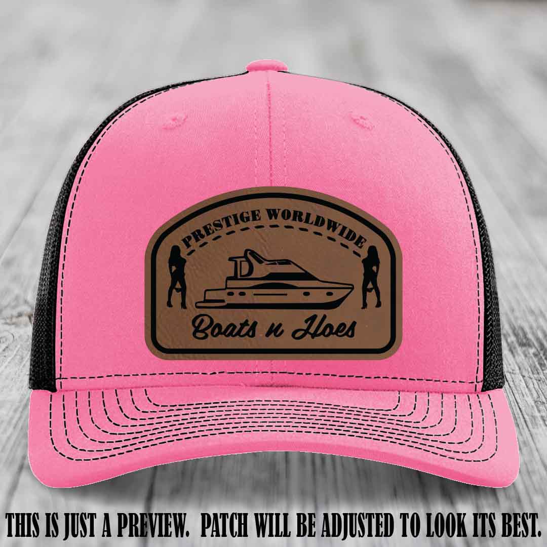 Prestige Worldwide Boats n Hoes Dark Brown to Black Patch on Hot Pink to Black Hat