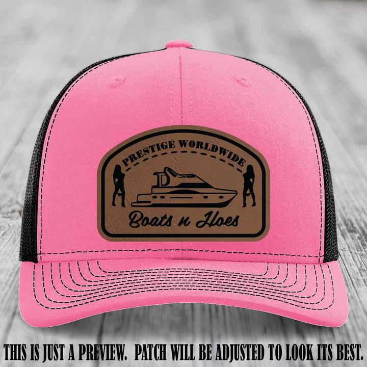 Prestige Worldwide Boats n Hoes Dark Brown to Black Patch on Hot Pink to Black Hat