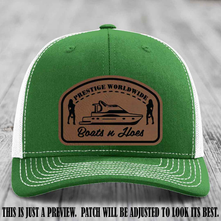 Prestige Worldwide Boats n Hoes Dark Brown to Black Patch on Kelly to White Hat
