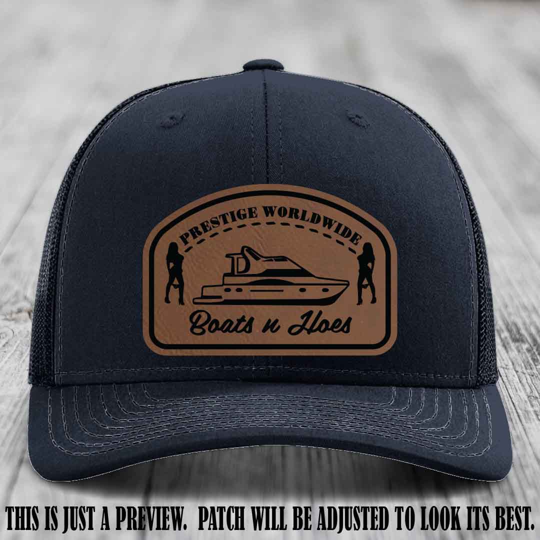 Prestige Worldwide Boats n Hoes Dark Brown to Black Patch on Navy Hat