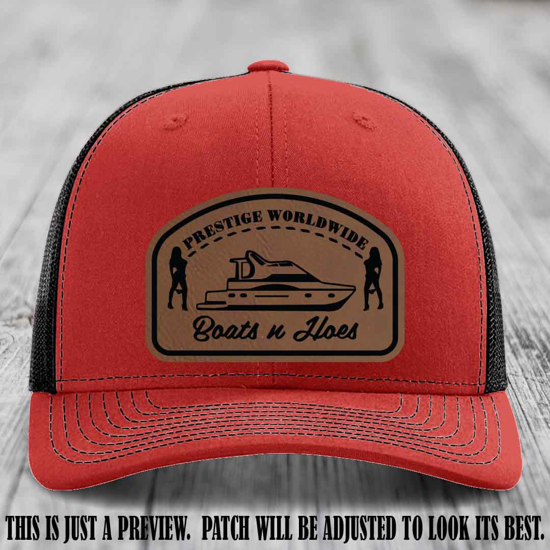 Prestige Worldwide Boats n Hoes Dark Brown to Black Patch on Red to Black Hat