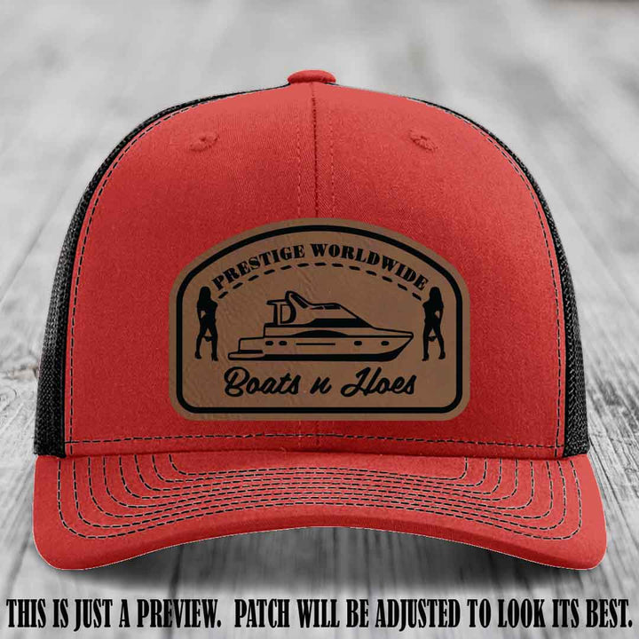 Prestige Worldwide Boats n Hoes Dark Brown to Black Patch on Red to Black Hat